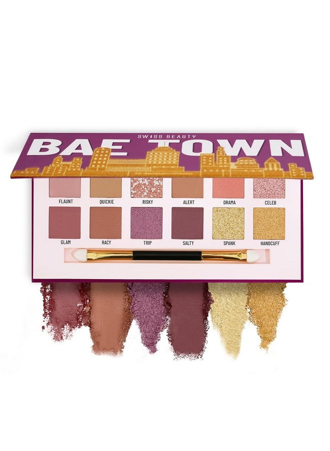 Bae Town Eyeshadow Palette With 12 Highly Pigmented Shades | Mix Of Mattes, Metallics And Shimmers | Comes With Eye Brush| Shade - Lover Girl, 14Gm