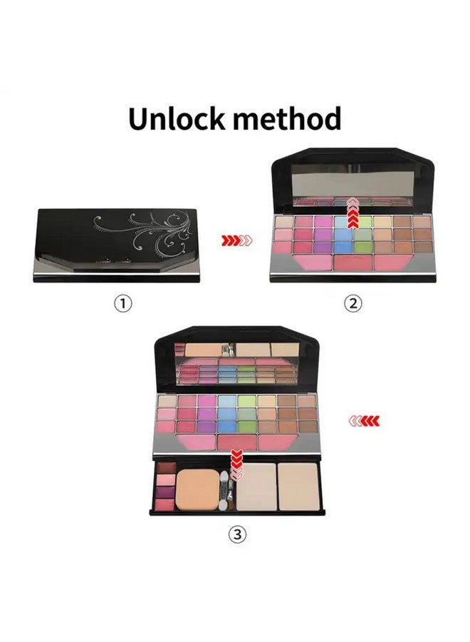 All In One Makeup Kit - Eyeshadow With Brush, Compact Powder, Lip Colors, Blusher