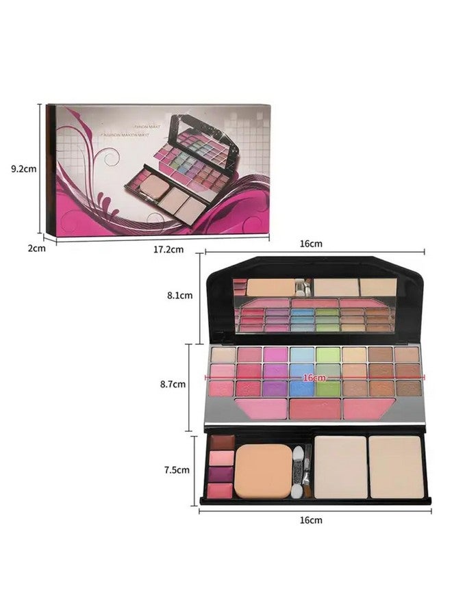 All In One Makeup Kit - Eyeshadow With Brush, Compact Powder, Lip Colors, Blusher