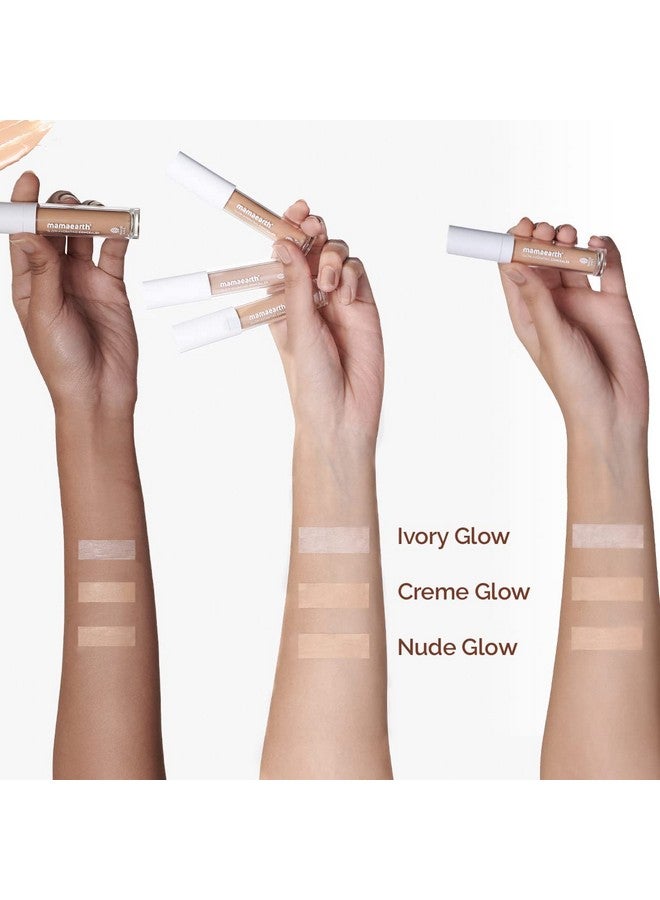 Glow Natural Hydrating All Skin Type Liquid Full-Coverage Concealer With Vitamin C & Turmeric For 100% Spot Coverage - 03 Nude Glow - 6 Ml