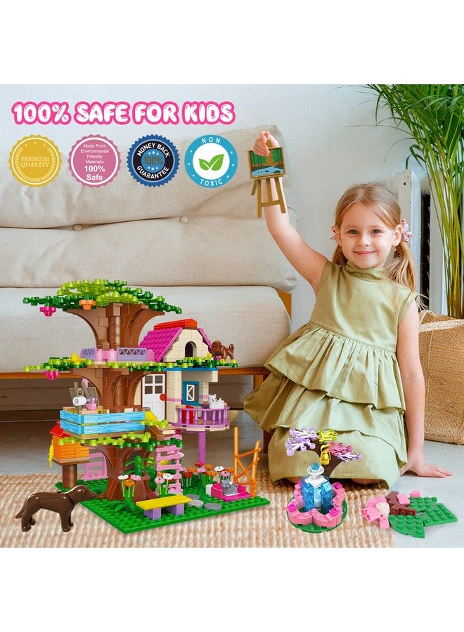 Tree House Stem Building Toy - Creative Construction Set 613Pcs Forest House Building Bricks | Treehouse With Fountain And Animals, Building Block Toy For 6 7 8 9 10+ Girls Boys Best Gift