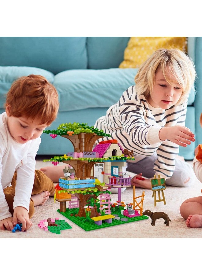 Tree House Stem Building Toy - Creative Construction Set 613Pcs Forest House Building Bricks | Treehouse With Fountain And Animals, Building Block Toy For 6 7 8 9 10+ Girls Boys Best Gift