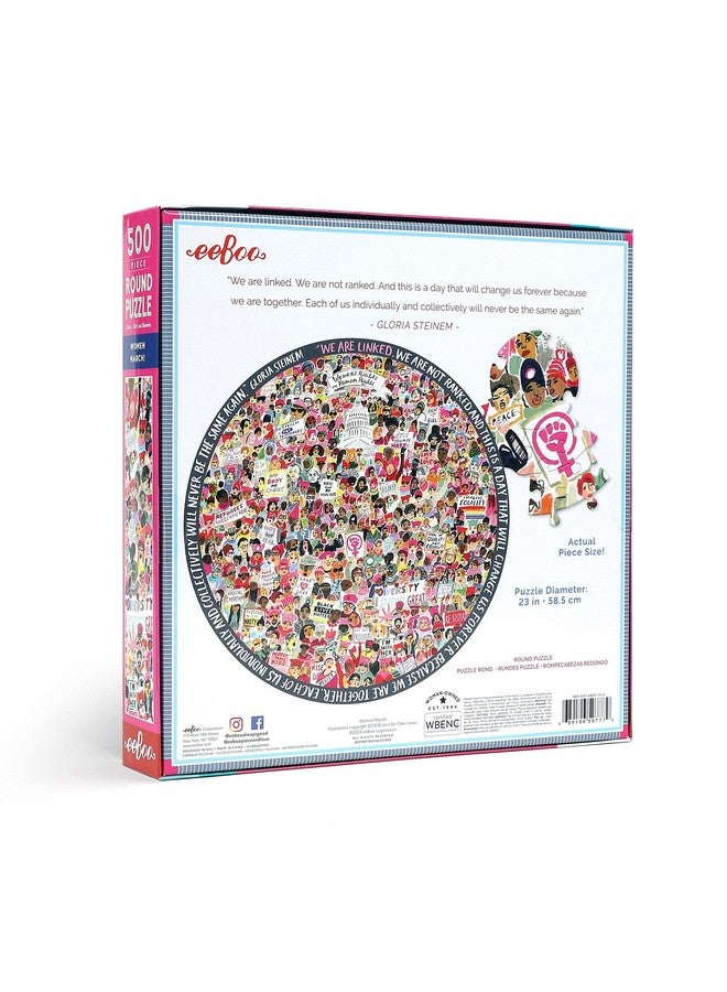 Piece And Love Women March! 500 Piece Round Circle Jigsaw Puzzle Puzzle For Adults And Families Glossy Sturdy Pieces And Minimal Puzzle Dust