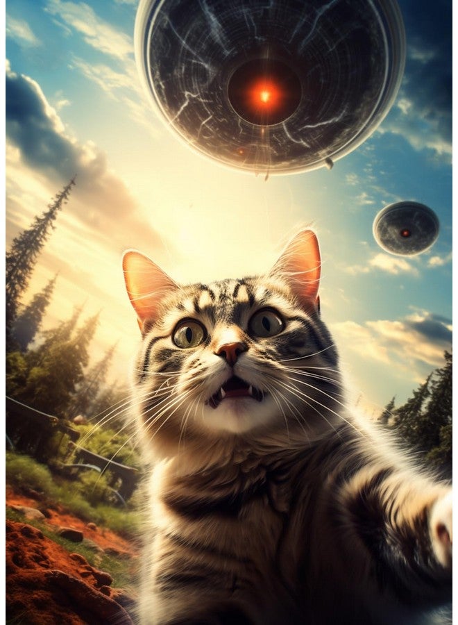 Ufo Selfie Cat 1000 Piece Puzzle - Ufo Cat Puzzles For Adults With Alien Ufo Spaceship. Jigsaw Puzzle For Cool Puzzle, Fun Puzzle & Unique Puzzle Fans (Ufo Selfie Cat Puzzle)