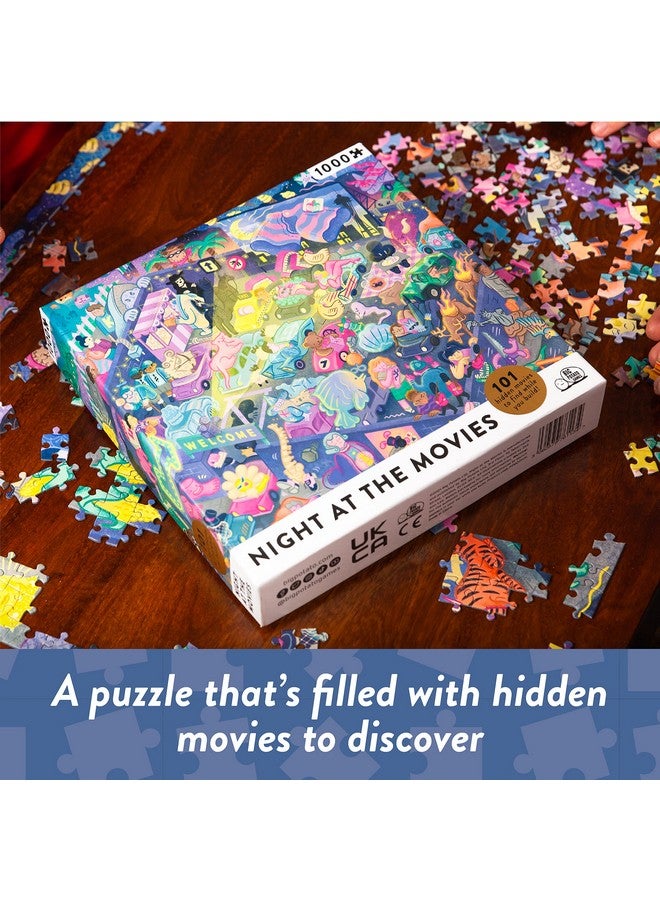 Night At The Movies: Movie Jigsaw Puzzle For Adults (1000 Pieces) Filled With 101 Riddles To Solve