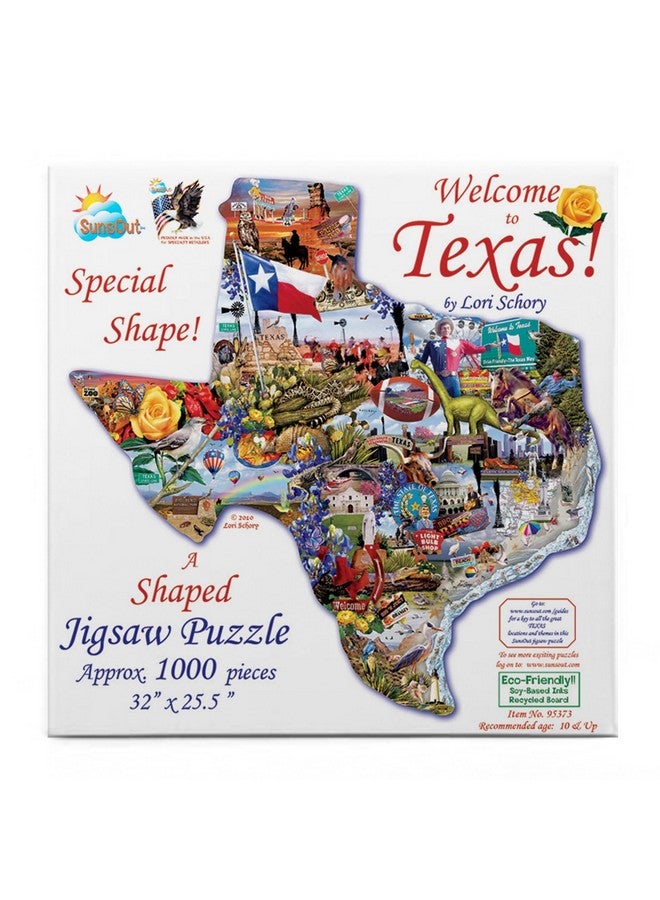 Inc - Welcome To Texas - 1000 Pc Special Shape Jigsaw Puzzle By Artist: Lori Schory - Finished Size 32