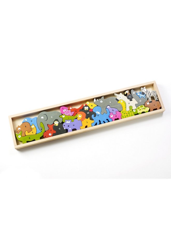 Animal Parade A To Z Puzzle And Playset - Educational Wooden Alphabet Puzzle - 2 And Up