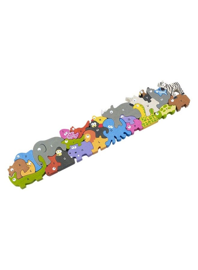 Animal Parade A To Z Puzzle And Playset - Educational Wooden Alphabet Puzzle - 2 And Up