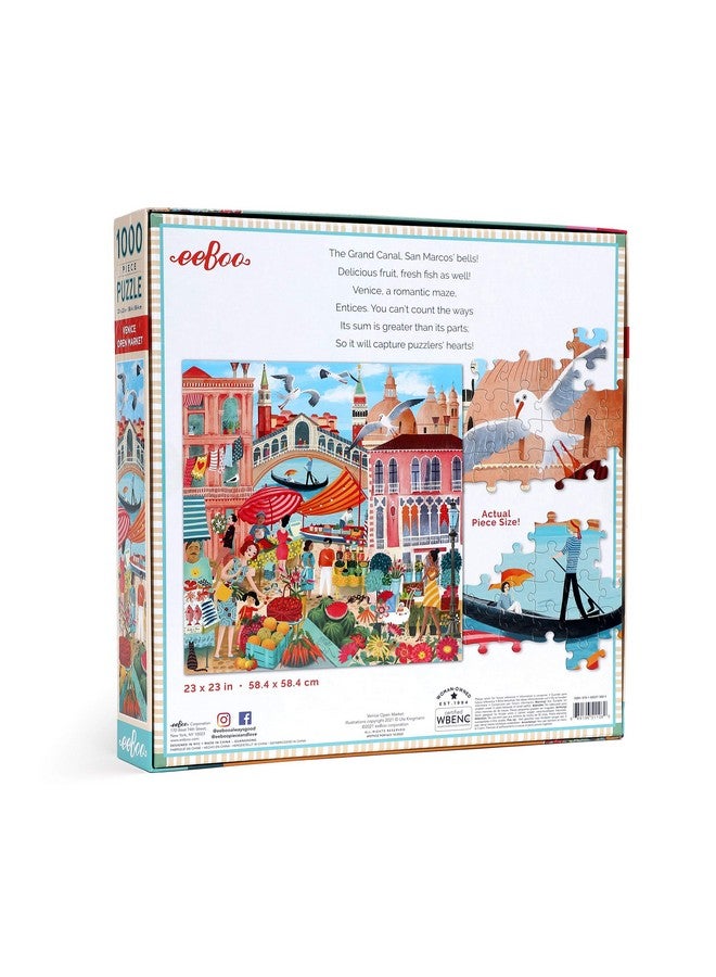 : Piece And Love Venice Open Market 1000Piece Square Adult Jigsaw Puzzle Jigsaw Puzzle For Adults And Families Includes Glossy Sturdy Pieces And Minimal Puzzle Dust