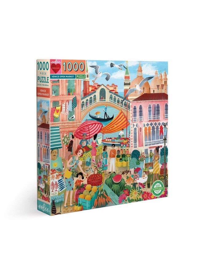 : Piece And Love Venice Open Market 1000Piece Square Adult Jigsaw Puzzle Jigsaw Puzzle For Adults And Families Includes Glossy Sturdy Pieces And Minimal Puzzle Dust