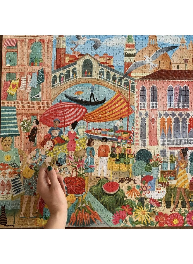 : Piece And Love Venice Open Market 1000Piece Square Adult Jigsaw Puzzle Jigsaw Puzzle For Adults And Families Includes Glossy Sturdy Pieces And Minimal Puzzle Dust