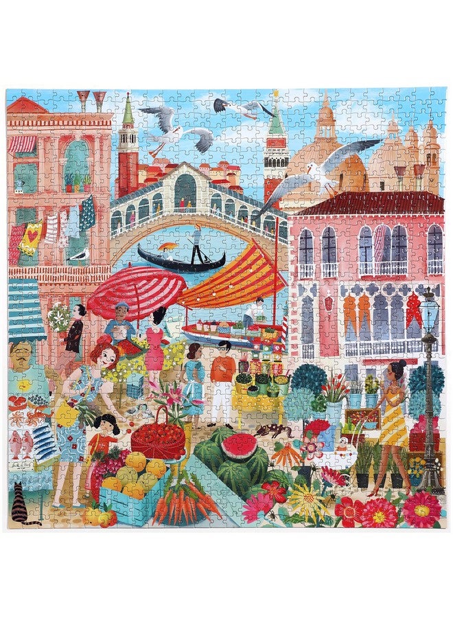 : Piece And Love Venice Open Market 1000Piece Square Adult Jigsaw Puzzle Jigsaw Puzzle For Adults And Families Includes Glossy Sturdy Pieces And Minimal Puzzle Dust