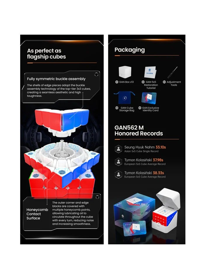 GAN 562M 5x5 UV Coated Magnetic Cube Stickerless Speedcube