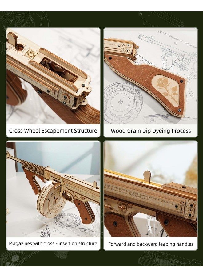 3D Puzzle Tommy Rubber Band Gun Model Kits Wooden Puzzles For Adults Wood Building Kits Unique Gifts For Adults&Teens