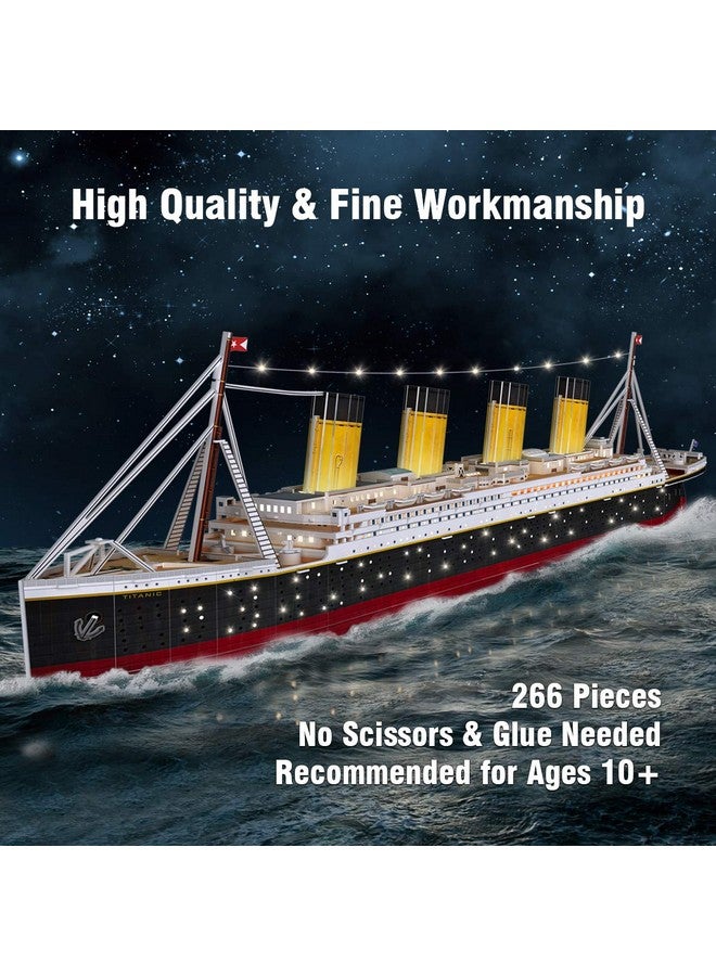 3D Puzzles For Adults - Led Titanic 35'' Large Ship - New Home Desk Decor - House Warming, Wedding, Anniversary, Valentines Day Teacher Gifts For Him Her