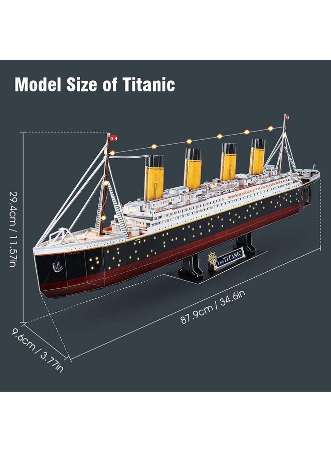 3D Puzzles For Adults - Led Titanic 35'' Large Ship - New Home Desk Decor - House Warming, Wedding, Anniversary, Valentines Day Teacher Gifts For Him Her