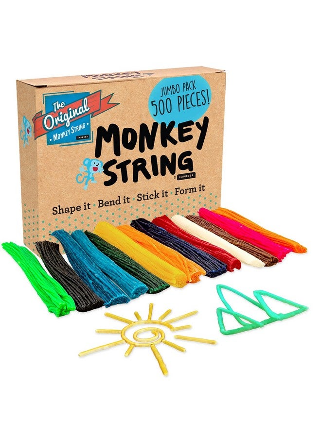 Monkey String From The Original Monkey Noodle - 500 Piece Jumbo Pack - Fidget Sensory Toys For Kids With Unique Needs - Fosters Creativity, Focus, & Fun -Make Anything In 2D Or 3D 13 Colors