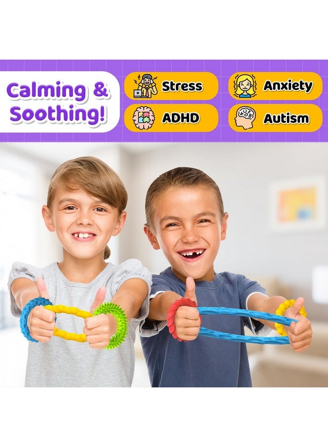 Sensory Fidget Toys For Kids Adults - 4 Pack Stretchy Fidget Bracelet | Texture & Calming Autism Sensory Toys For Special Needs Autistic Children | Calm Down Toy For Toddler Girls Boys