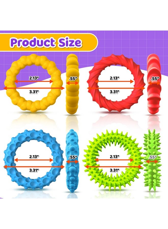 Sensory Fidget Toys For Kids Adults - 4 Pack Stretchy Fidget Bracelet | Texture & Calming Autism Sensory Toys For Special Needs Autistic Children | Calm Down Toy For Toddler Girls Boys