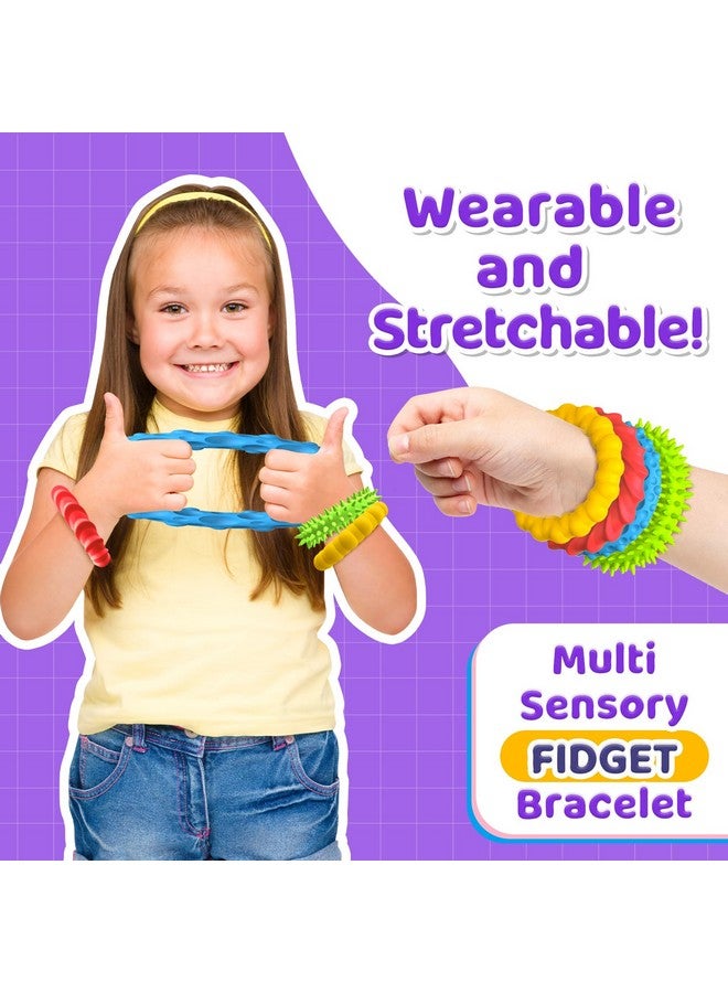 Sensory Fidget Toys For Kids Adults - 4 Pack Stretchy Fidget Bracelet | Texture & Calming Autism Sensory Toys For Special Needs Autistic Children | Calm Down Toy For Toddler Girls Boys