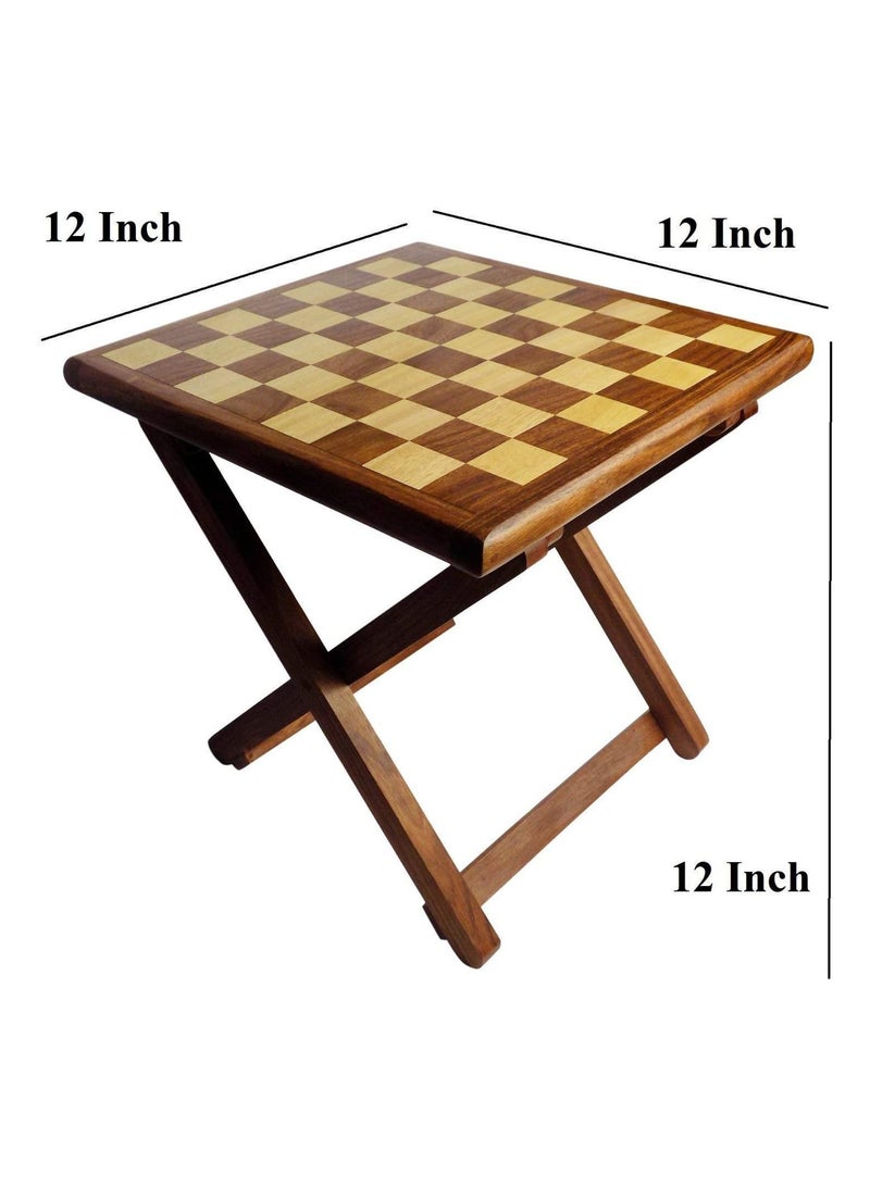 Acewood Kids 12X12 Inches Handmade Wooden Table Chess - Foldable With Storage Box (12 Inch) Chess Table