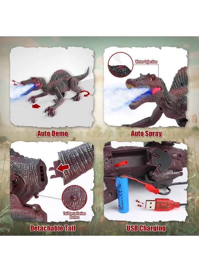 Remote Control Dinosaur Toys For Kids,Light Tracing Rc Jurassic Spinosaurus Dinosaur Toys W/Auto Spray And Realistic Light & Roaring,Walking Robot Dinosaur Toys For Boys Girls 3-5 4-7 8-12