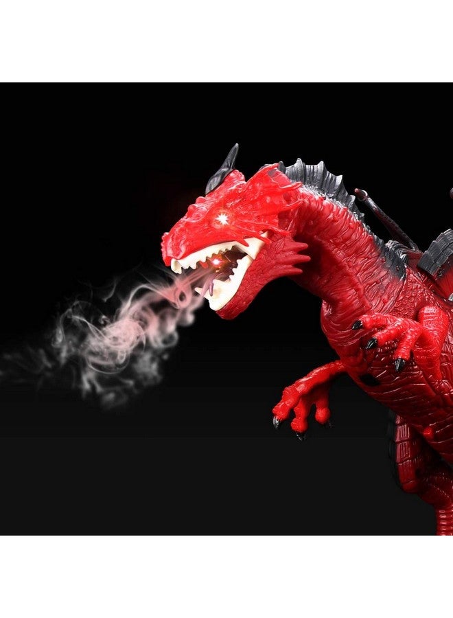 Remote Control Dinosaur,Dragon Toy For Kids Boys Girls Red Dragon Figures Learning Realistic Looking Large Size With Roaring Spraying Light Up Eyes For Birthday Xmas Gifts (Style-1)