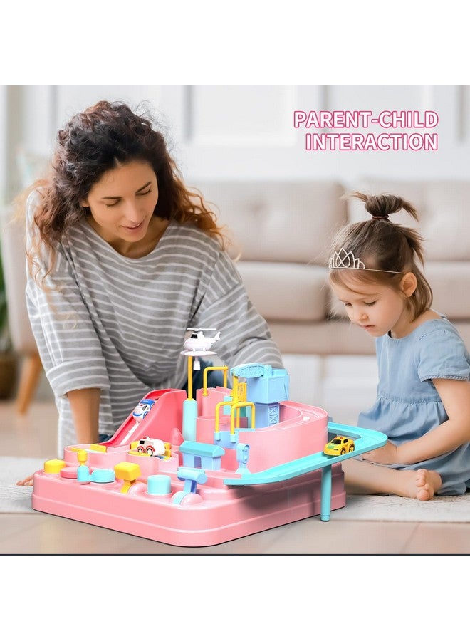 Adventure Toys For Girls - Race Track For Toddlers 3-7 Years Old, Puzzle Rail Car, City Rescue Magnet Toys W/ 3 Mini Cars, Educational Games Birthday Gift For Kids