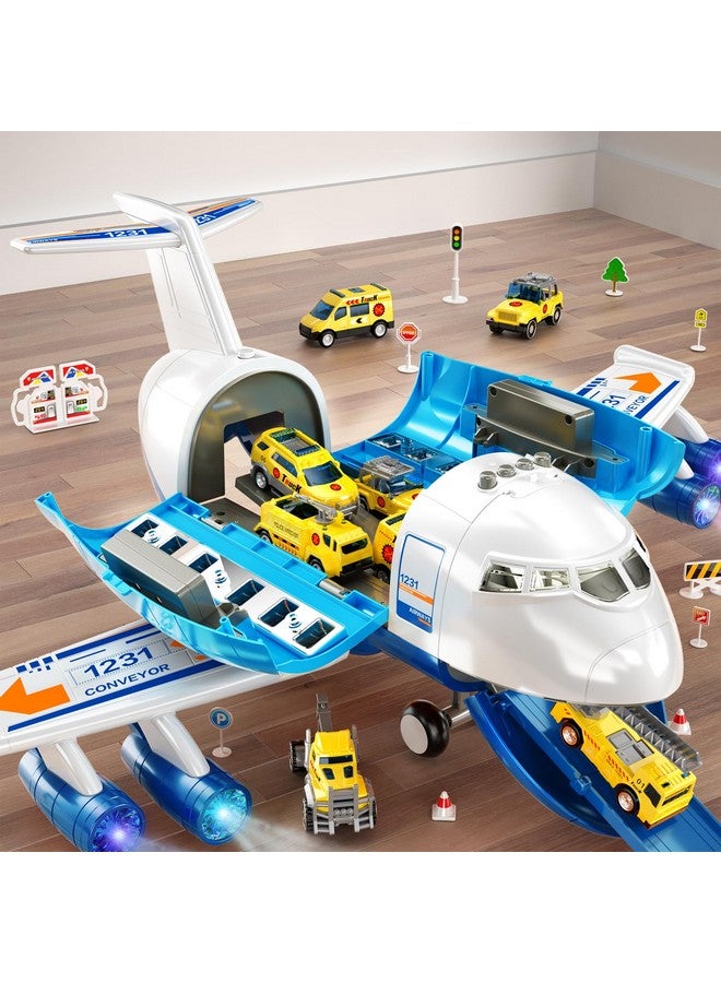 Large Spray Transport Airplane Toy With 12 Vehicles And Playmat, Birthday Gift For 3 To 8 Year Old Boys