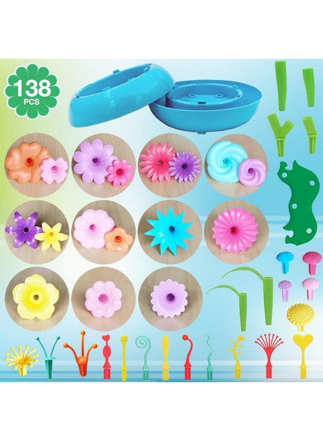 Flower Garden Building Set - Grow Up! Fun Stacking Toys For Toddlers And Kids Age 3-6 Year Olds, Educational Activity For Preschool, Cool Stem Gardening Gifts For Girls (138 Pcs)