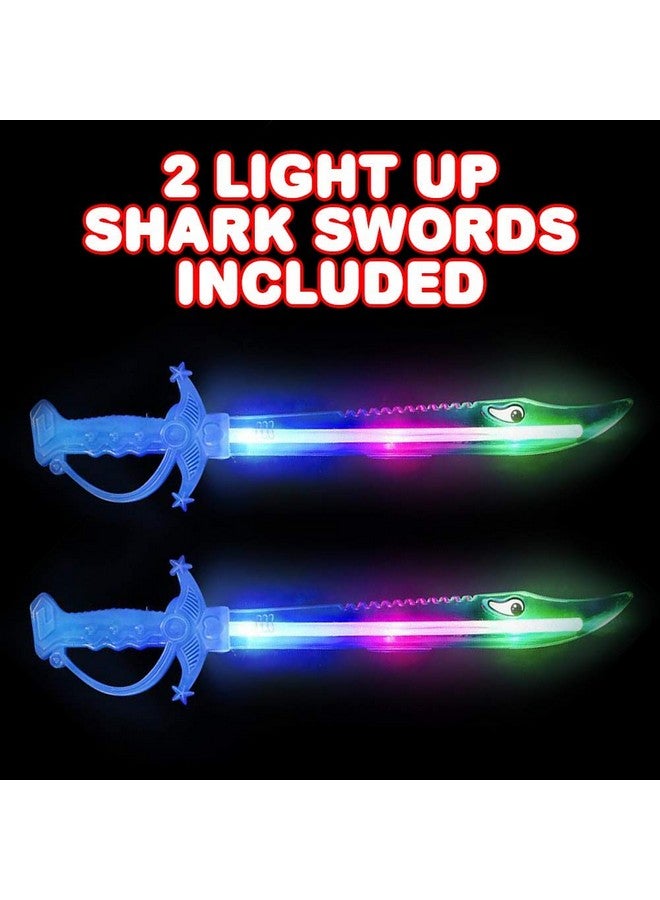 Light Up Shark Sword For Kids (Set Of 2) - Kids Light Up Toys With Flashing Led Lights, Girls & Boys Toy - Fun Play Swords Gifts For Kids - A Great Addition To Your Kids Costume