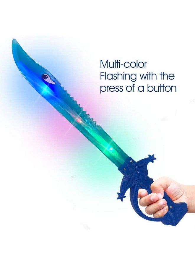 Light Up Shark Sword For Kids (Set Of 2) - Kids Light Up Toys With Flashing Led Lights, Girls & Boys Toy - Fun Play Swords Gifts For Kids - A Great Addition To Your Kids Costume