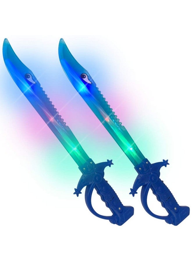 Light Up Shark Sword For Kids (Set Of 2) - Kids Light Up Toys With Flashing Led Lights, Girls & Boys Toy - Fun Play Swords Gifts For Kids - A Great Addition To Your Kids Costume