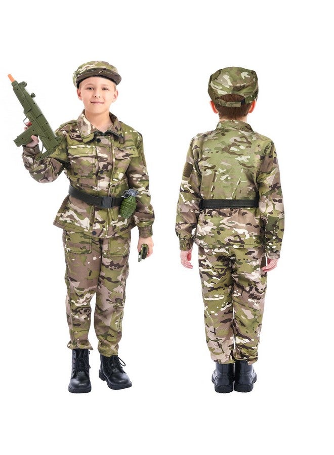 Army Soldier Military Costume For Kids Boys Ages 3-9 Halloween Dress Up Role Play Set With Toy Accessories