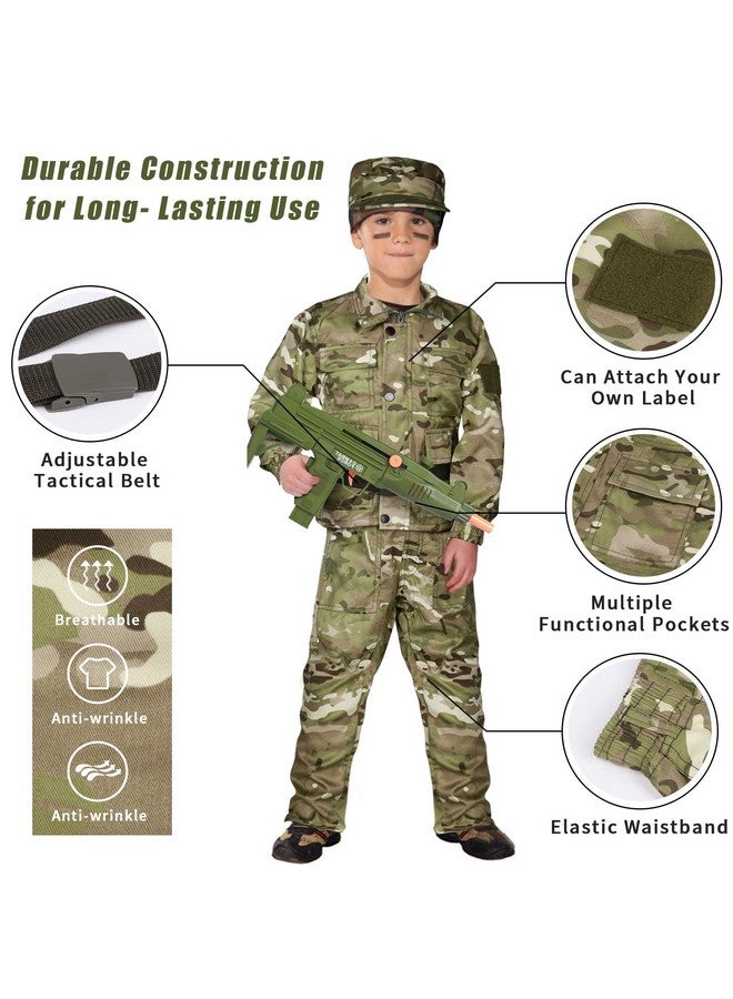 Army Soldier Military Costume For Kids Boys Ages 3-9 Halloween Dress Up Role Play Set With Toy Accessories