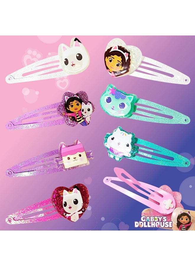 Gabby'S Dollhouse Kids Hair Clips For Girls Snap Clips 8 Pack Multi Color Ages 3+