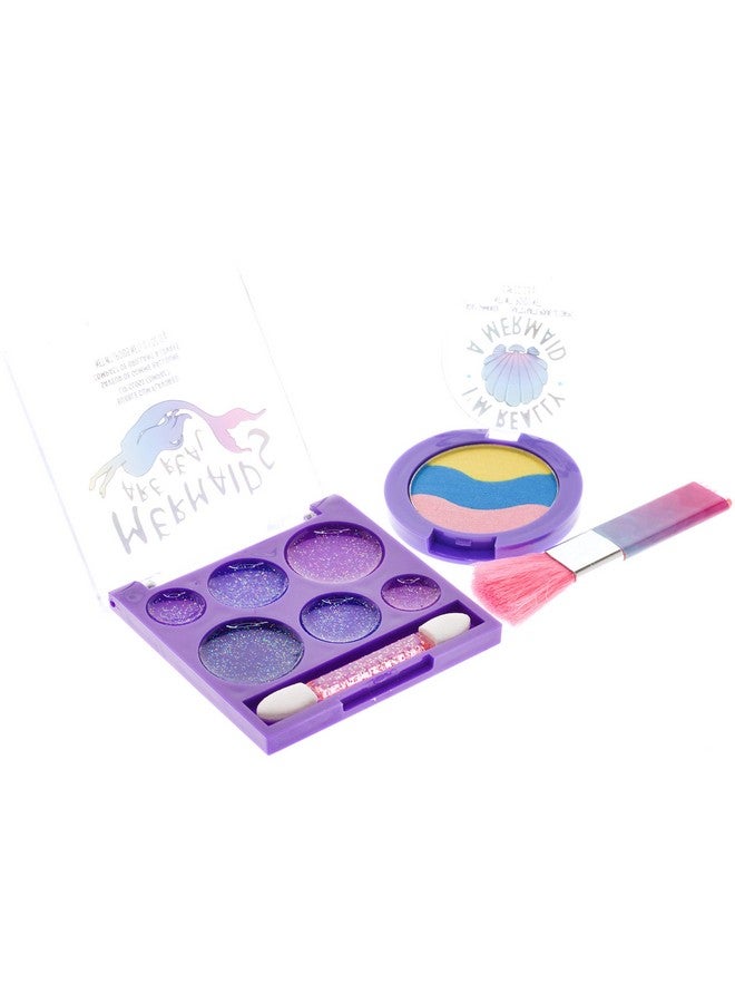 Mermaid Vibes Makeup Set With 8 Pieces, Including Lip Gloss, Nail Polish, Body Shimmer And More In Mermaid Bag, Ages 3+ For Parties, Sleepovers And Makeovers