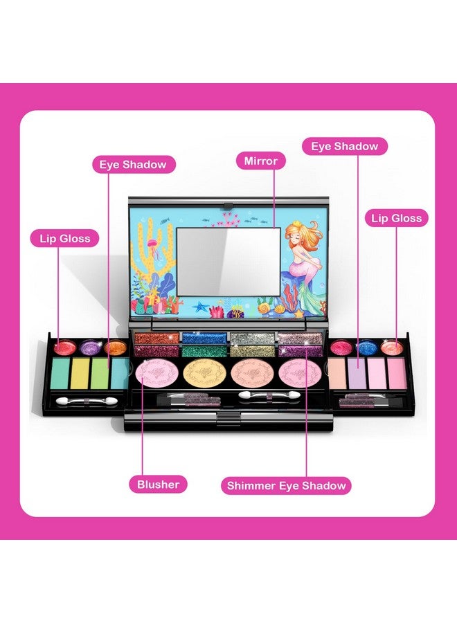 Kids Makeup Kit For Girl,Mermaid Makeup For Kids,Safe& Non-Toxic Make Up For Little Girls Gift Kids Child Toddler Toys For Age 3 4 5 6 7 8 10 Years Old Birthday