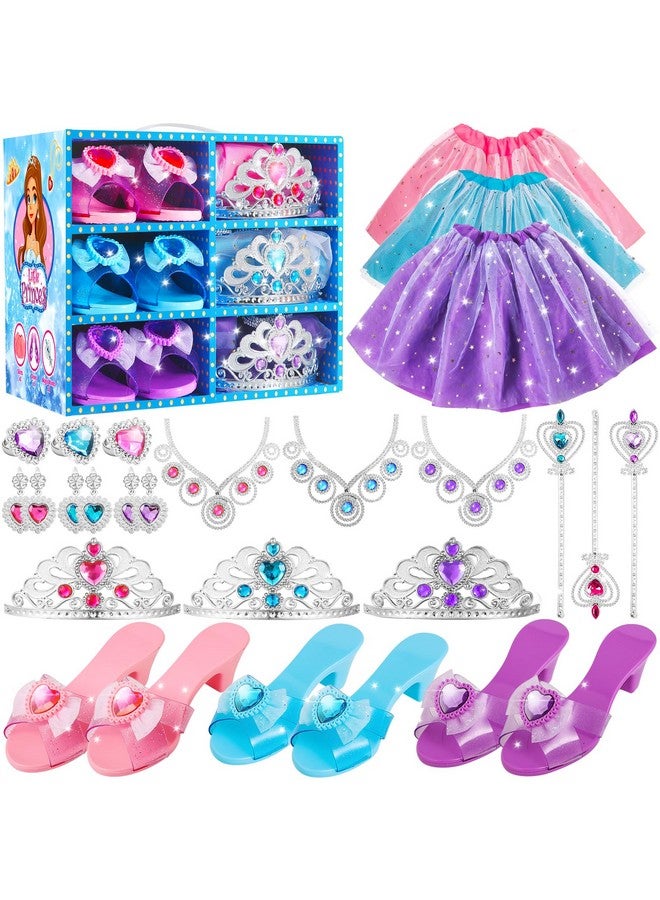 Princess Dress Up Toys For Girls Age 3 4 5 6 7, Kids Girls Role Play Set Gift With Princess Dresses, Princess Shoes,Pretend Play Birthday Gift, Jewelry Boutique Kit For Toddler Girls Party Favors