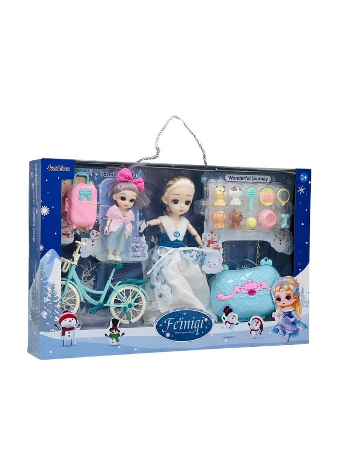 Frozen Doll Set For Girls Fashion Doll & Accessories, Travel Set With Blonde Fashion Doll