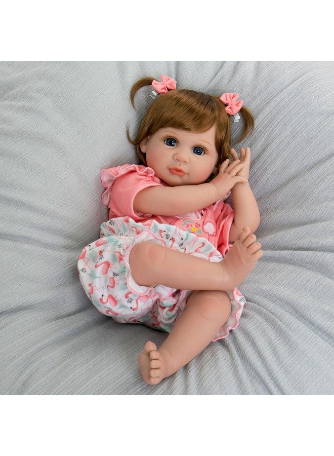 Reborn Baby Girl Doll,22 In Realistic Newborn Baby Dolls,Adorable Lifelike Babies,Weighted Reborn Toddler With Flamingo Toy Gifts Set For Kids 3 Year Old