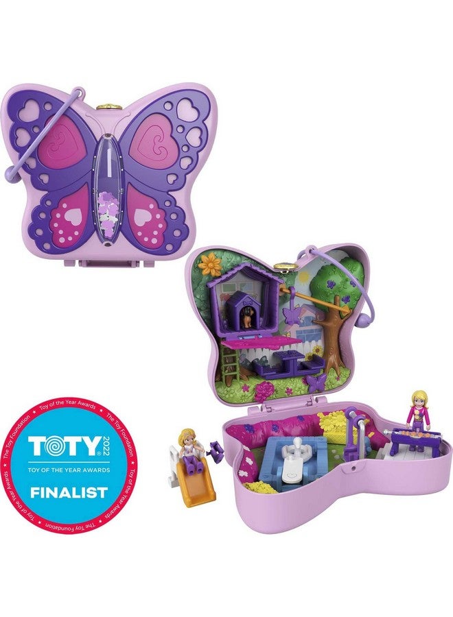 Compact Playset, Backyard Butterfly With 2 Micro Dolls & Accessories, Travel Toys With Surprise Reveals