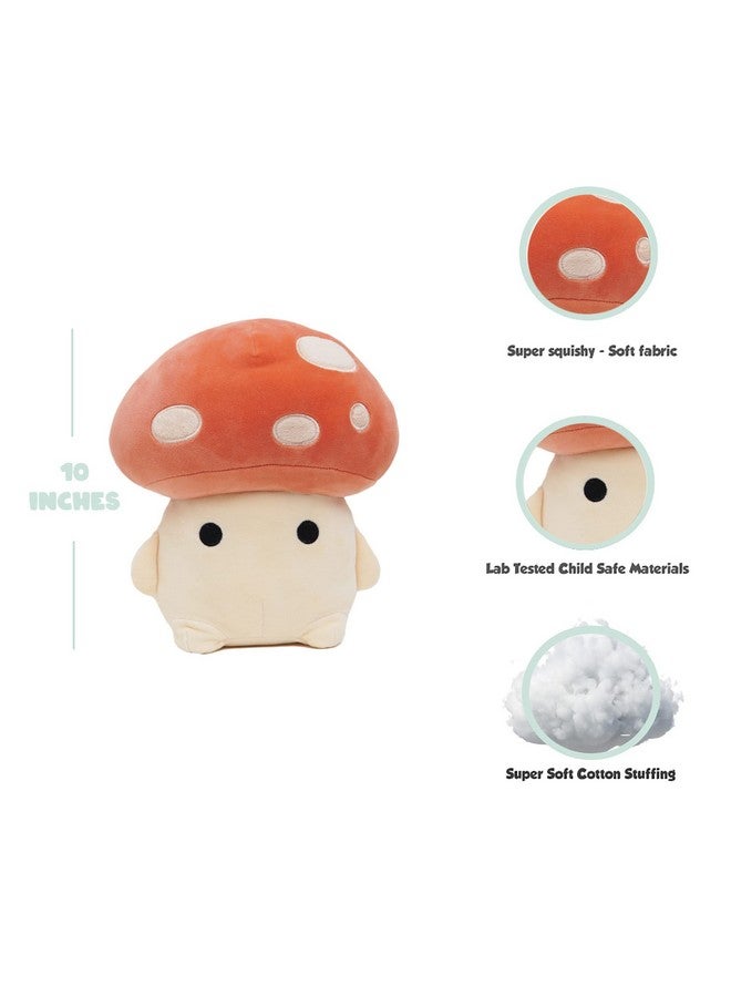 Kawaii Mushroom Plushie Toy - 10 Inches Stuffed Animal Plush - Plushy And Squishy Mushroom With Soft Fabric And Stuffing - Cute Toy Gift For Boys And Girls