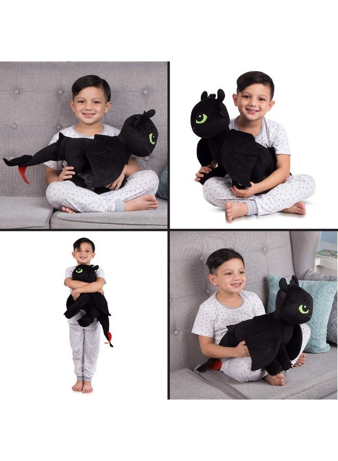 Kids Bedding Super Soft Plush Cuddle Pillow Buddy, One Size, How To Train Your Dragon Toothless, Black