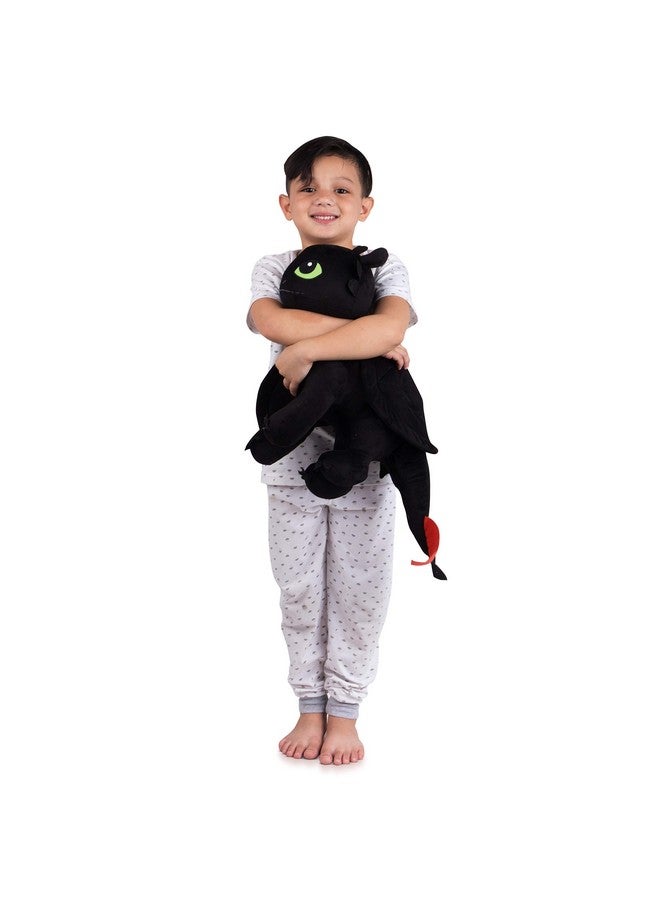 Kids Bedding Super Soft Plush Cuddle Pillow Buddy, One Size, How To Train Your Dragon Toothless, Black