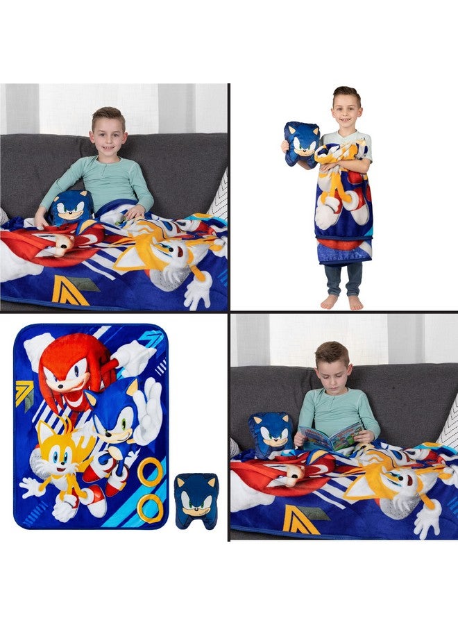 Kids Bedding Super Soft Plush Decorative Pillow And Throw Set, 40 In X 50 In, Sonic The Hedgehog, Anime