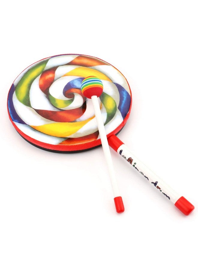 2 Pieces 8 Inch Lollipop Drum With Drum Beater Lollipop Hand Drum Musical Educational Percussion Instrument