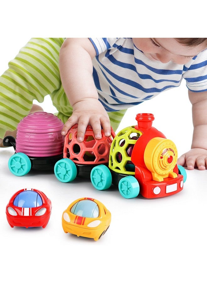 Baby Toy Train, Infant Soft Cars For 6-12 Month Boy, Musical Push N Go Truck, Toddler Sensory Ball Rattle, Development Grasp Babies Birthday Gift 7 8 9 10 18 Month 1 2 Year Old Girl