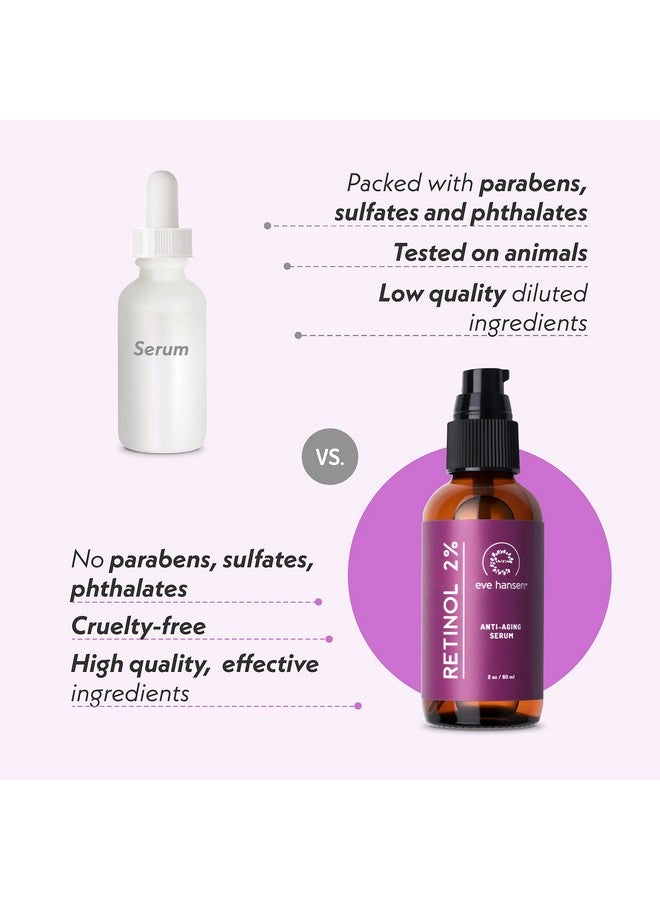 Retinol Serum For Face 2% (2Oz) Facelift In A Bottle Wrinkle Filler Pore Minimizer Anti Aging Serum Organic Retinol Anti Wrinkle Serum Vitamin A Serum Hyaluronic Acid