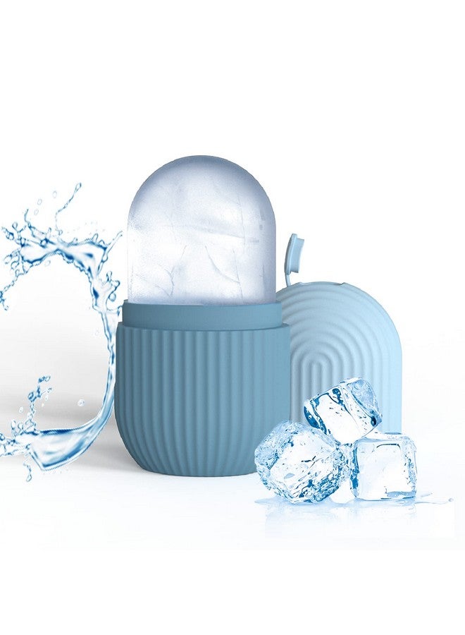 Ice Face Roller Reusable Silicone Mold Face Massage Eye Facial Beauty Skin Care Tools Apply Ice For Shrink Pores Anti Wrinkle Reduce Puffiness Improve Skin Elasticity Striped Light Blue